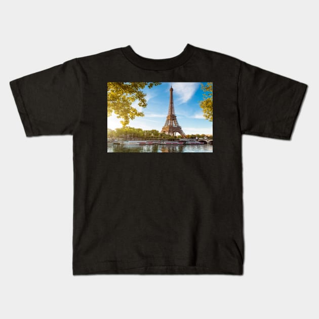 Eiffel tower Paris France Kids T-Shirt by BokeeLee